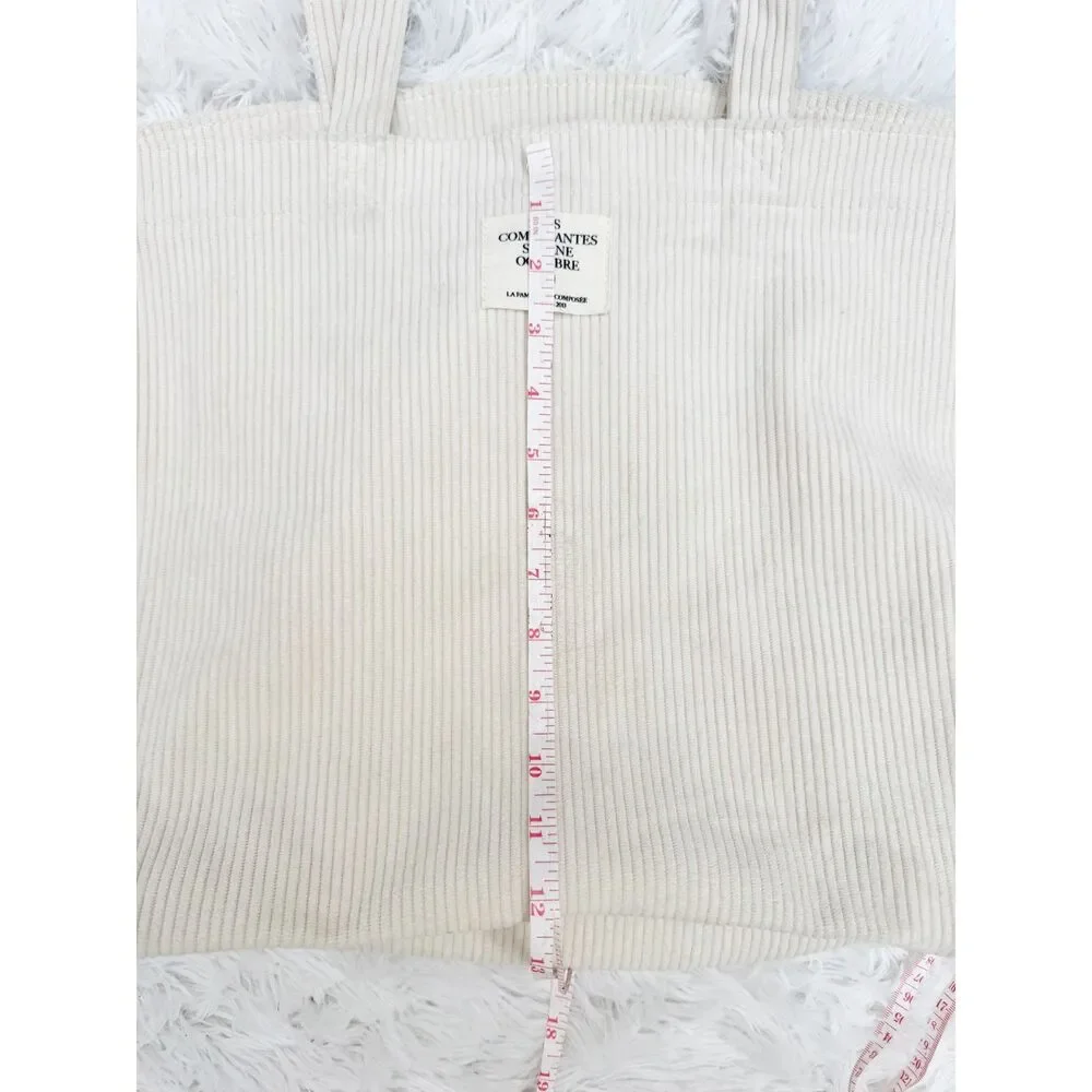 Sézane Les Composantes Octobre Ivory Corduroy Tote Bag Cream